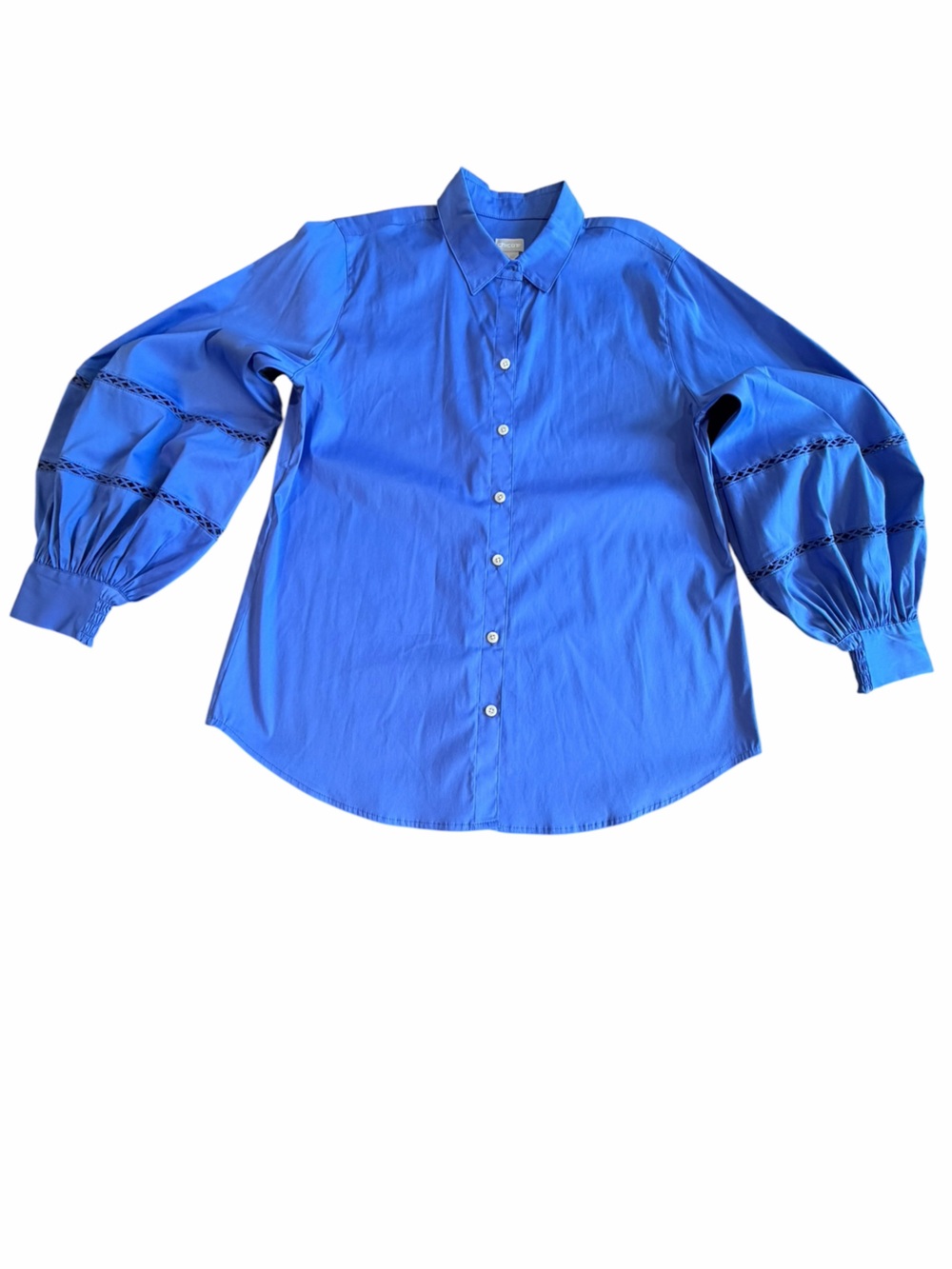 Chico’s Cobalt Blue Statement Sleeve Button Down Blouse Size 2 12/14